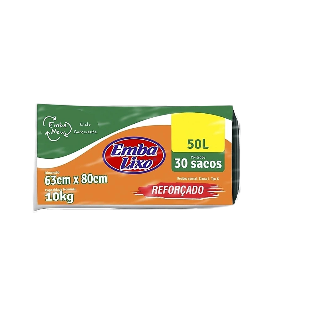 Saco de Lixo Reforçado 50L — 30 un